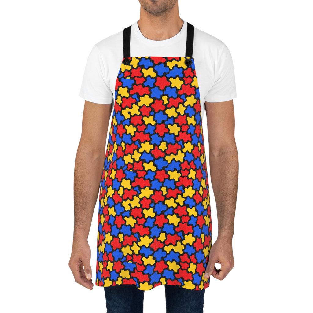 Blob Black Apron – Bold Primary Abstract Pattern