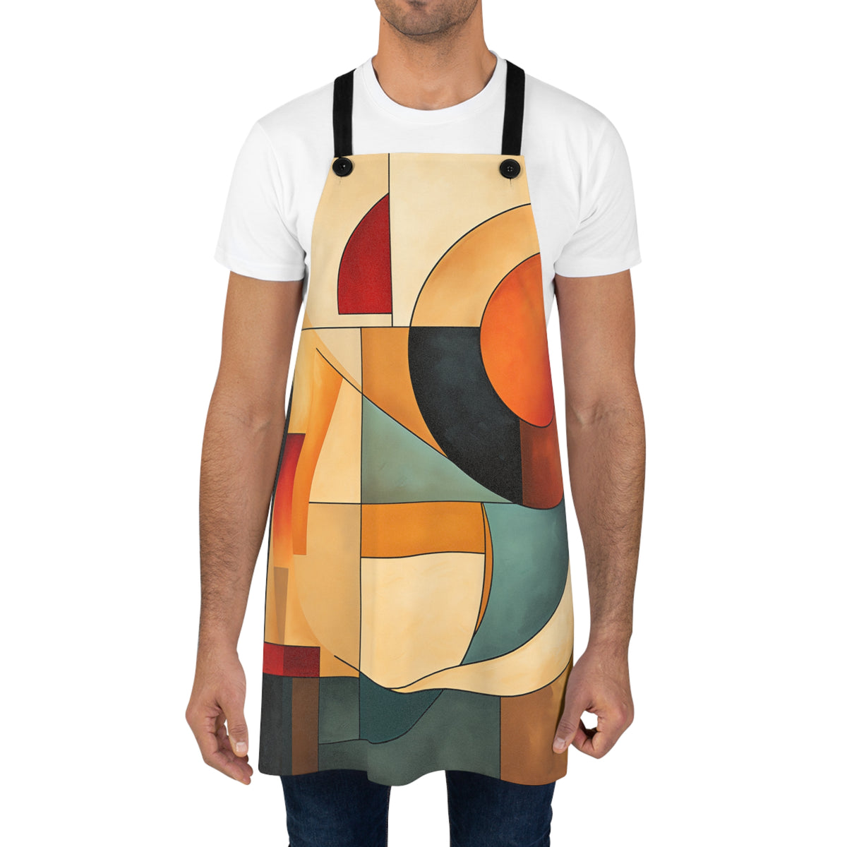 Bauhaus Moon Blocks Apron – Mid-Century Geometric Art