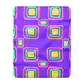 Big Ripple Squares Sherpa Fleece Blanket – Candy Pastel on Grape