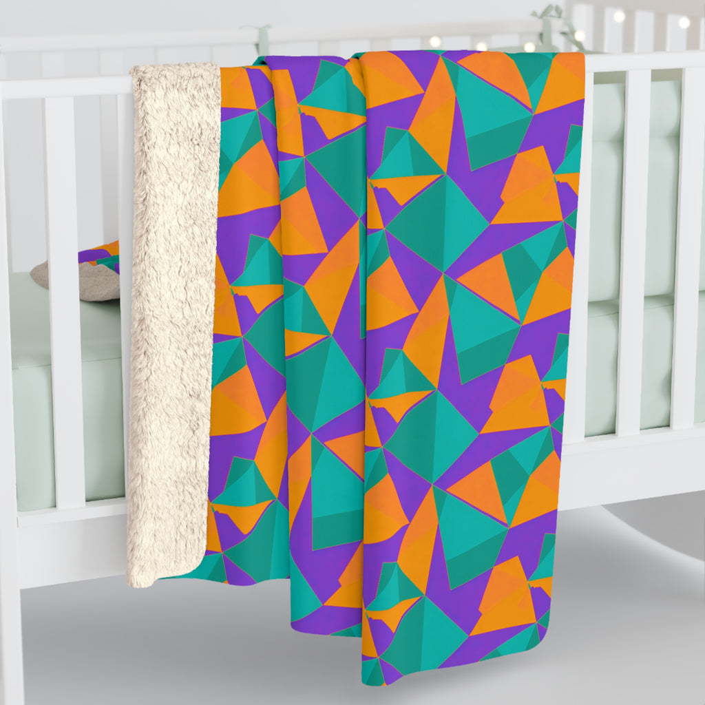 Faceted Gold Panels Sherpa Fleece Blanket – Peacock Jewel