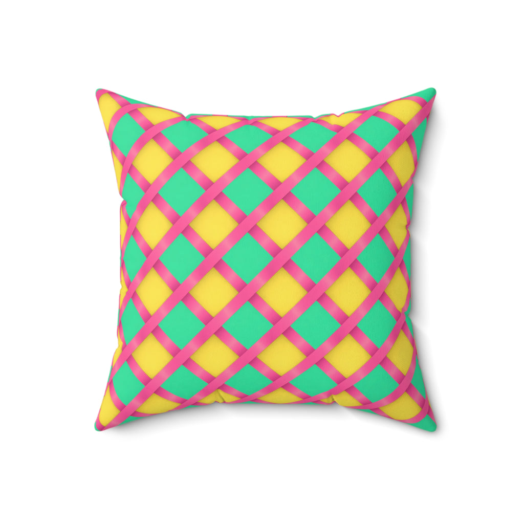 Broad Gold Diamond Trellis Faux Suede Cushion – Candy Christmas