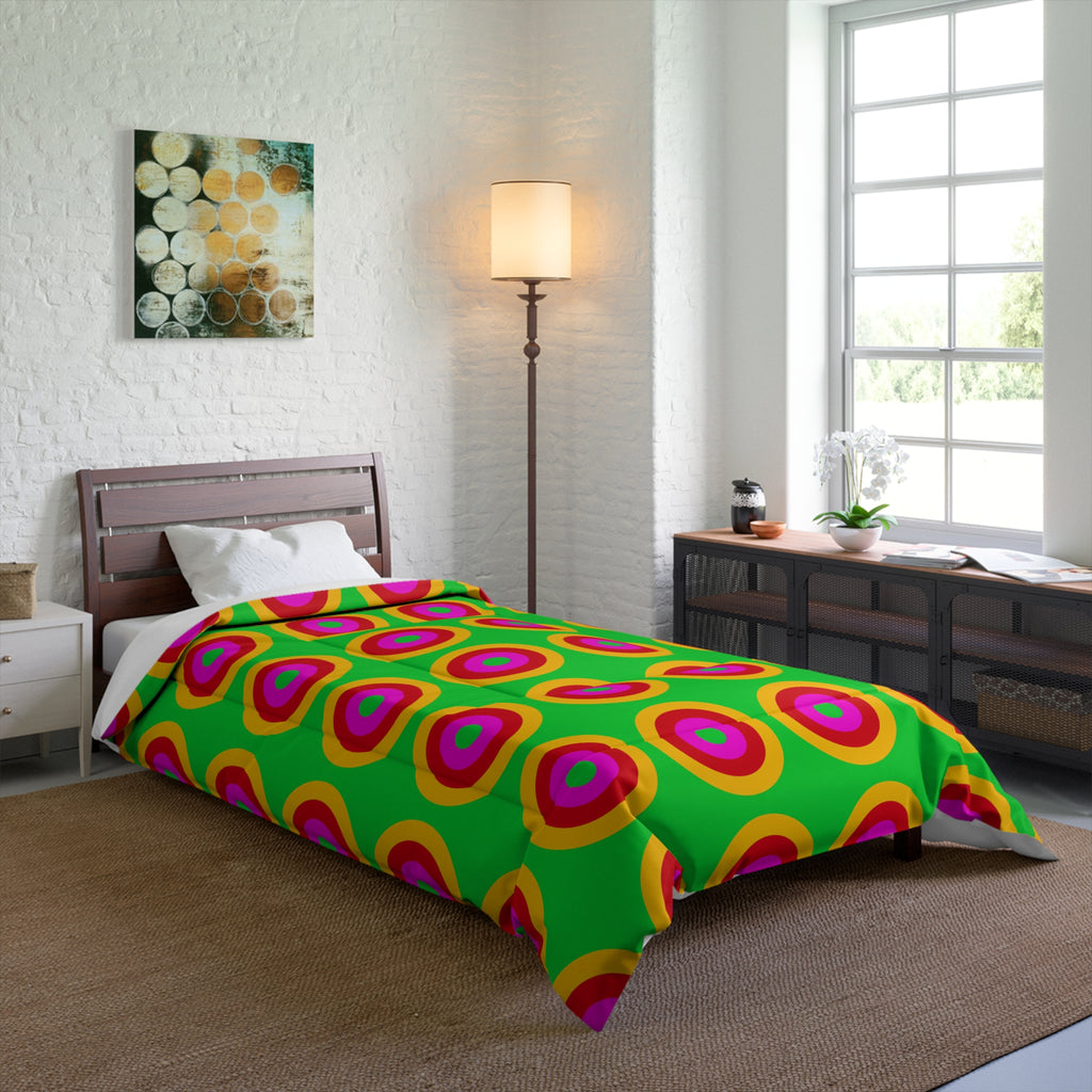 Giant Op-Art Jewel Rings Comforter – Op-Art Concentric Circles Pattern