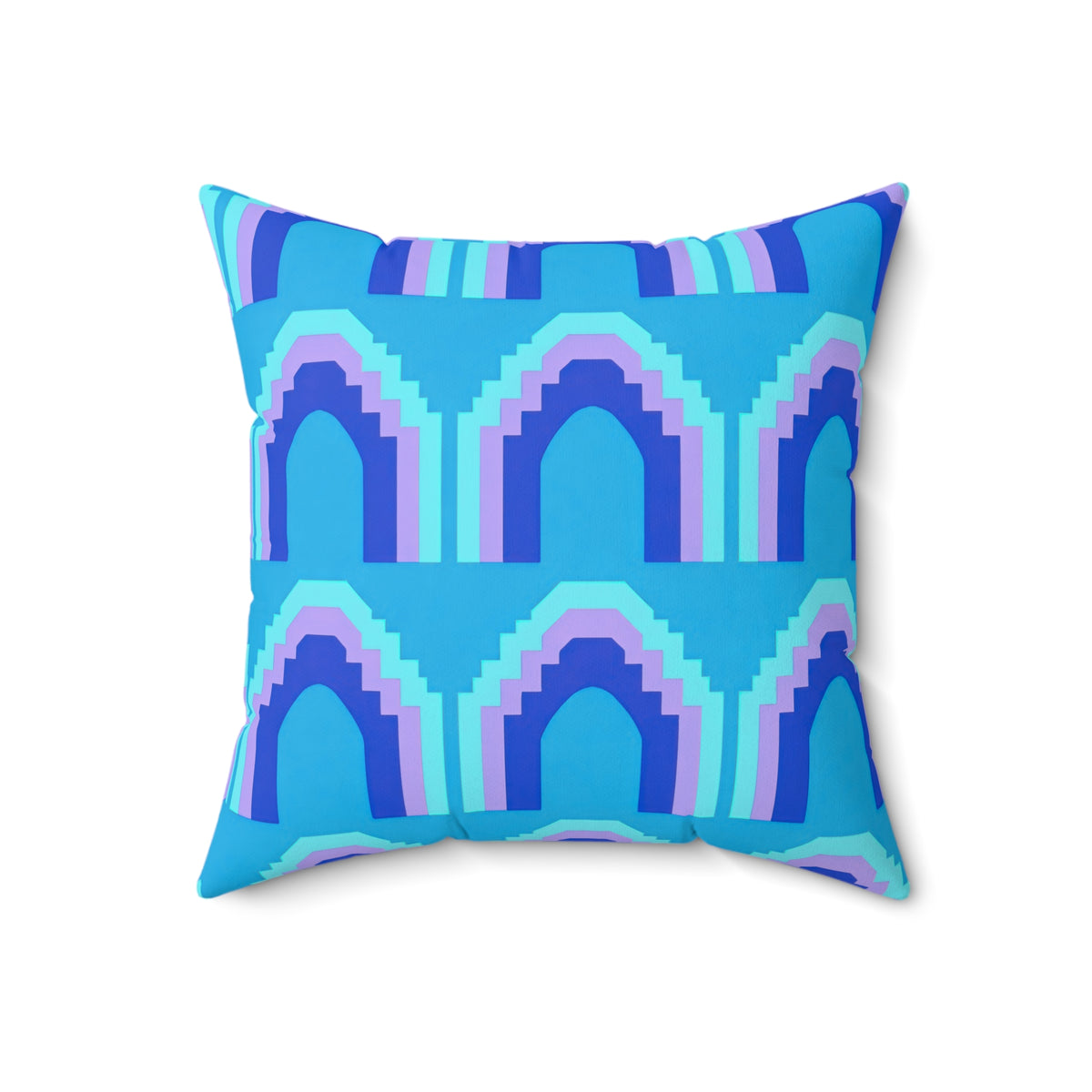 Grand Stepped Arches Faux Suede Cushion – Ice Jewel