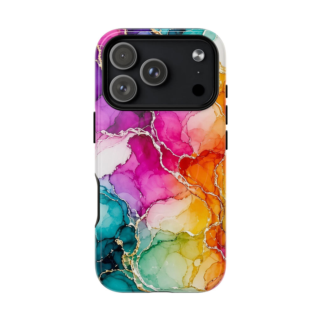 Rainbow Alcohol Ink Bloom Magnetic Tough iPhone Case