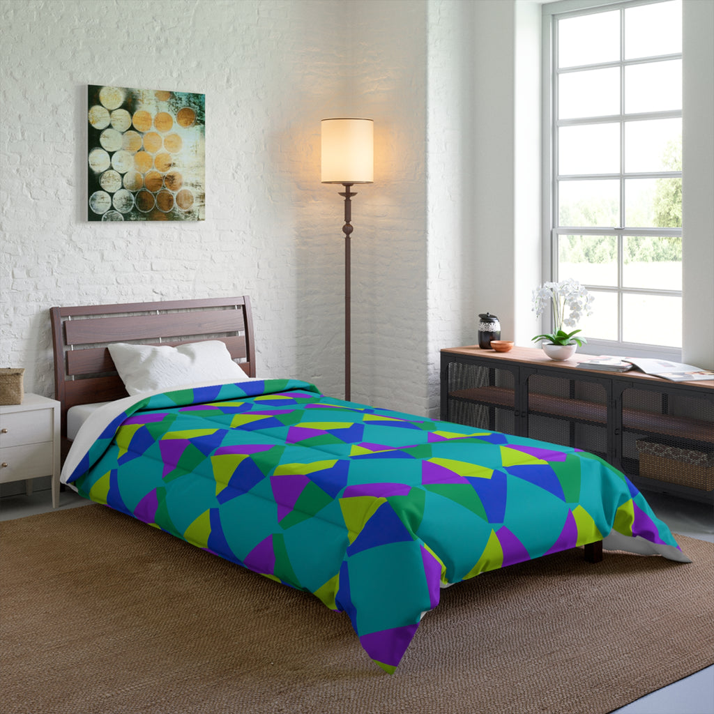 Grand Fractured Rhombus Comforter – Peacock Jewel