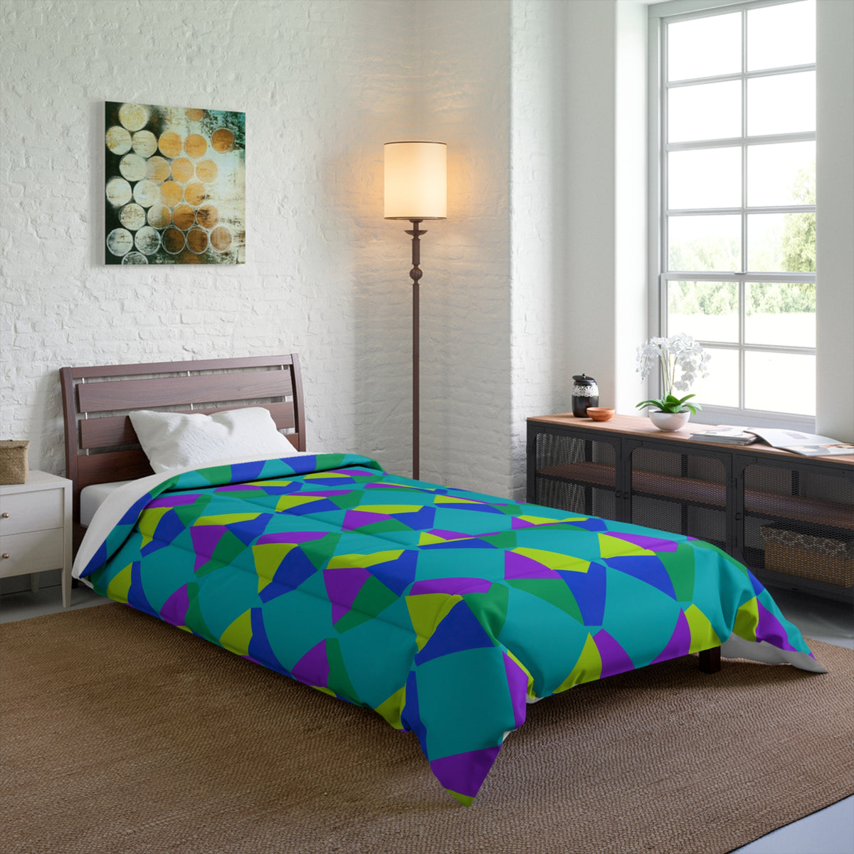Grand Fractured Rhombus Comforter – Peacock Jewel