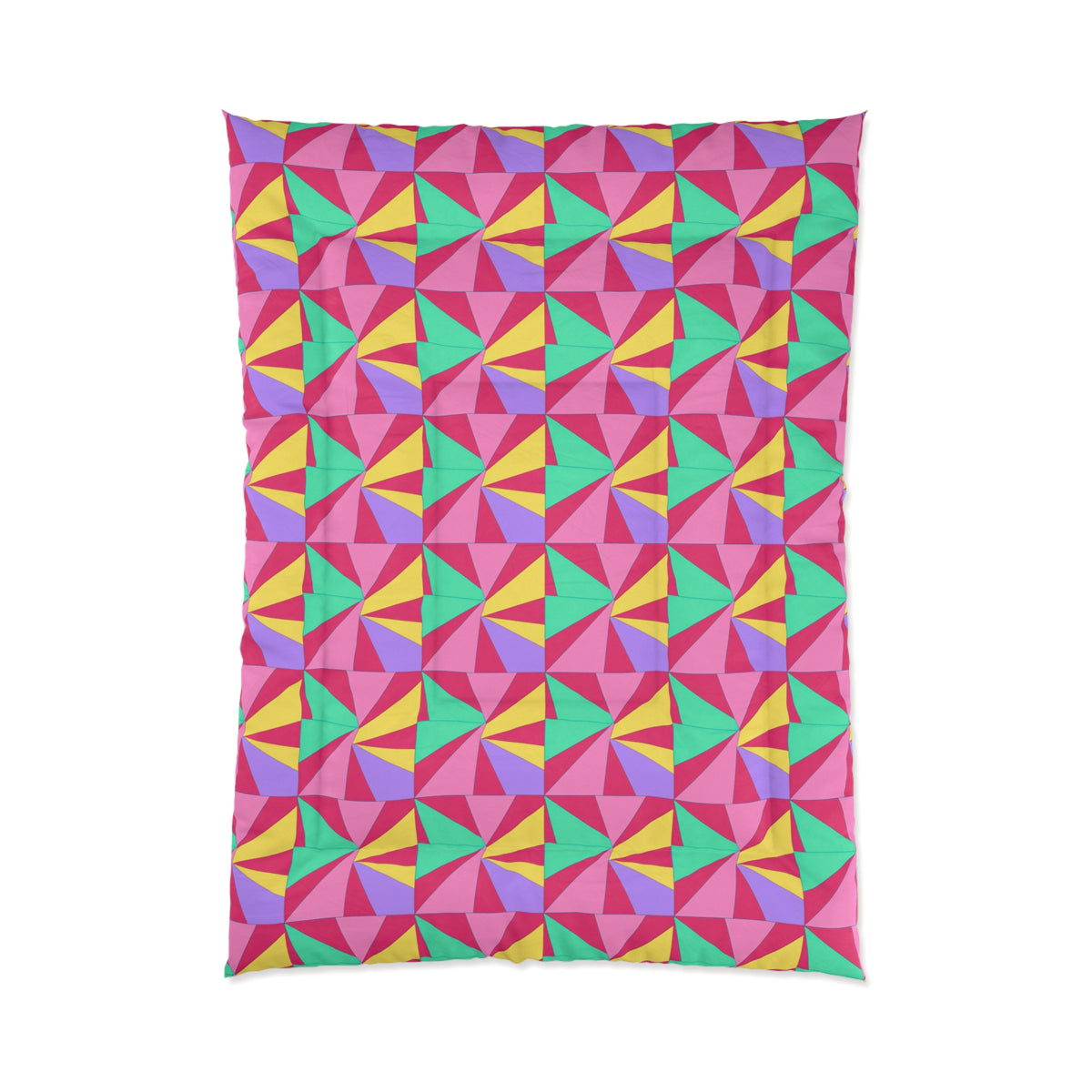 Cubist Sunburst Blocks Comforter – Candy Pop on Raspberry