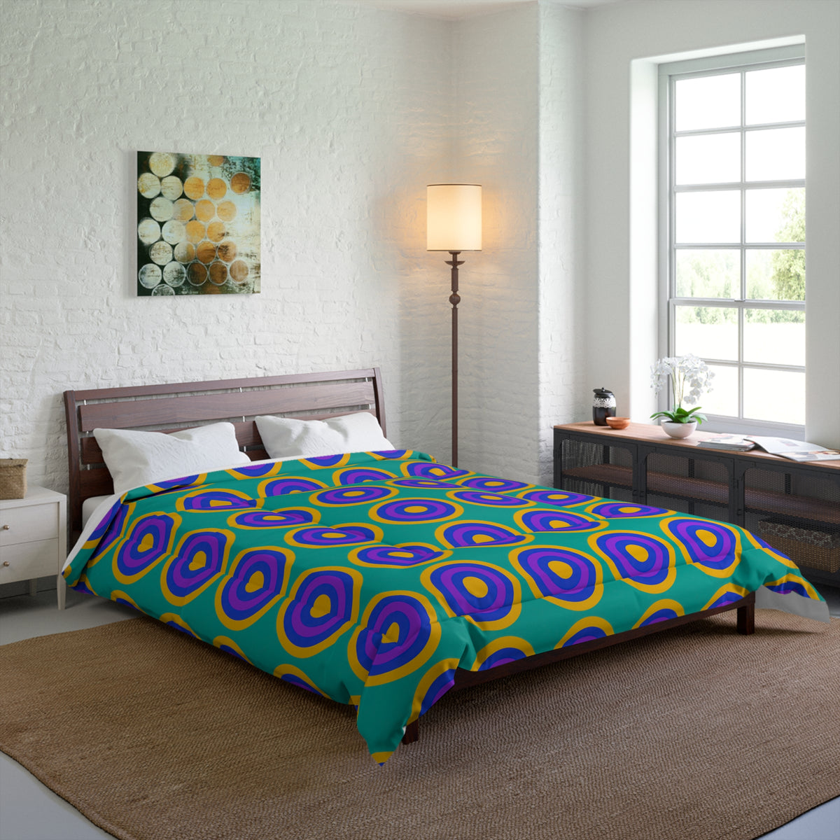 Mega Ring Grid Comforter – Peacock Jewel