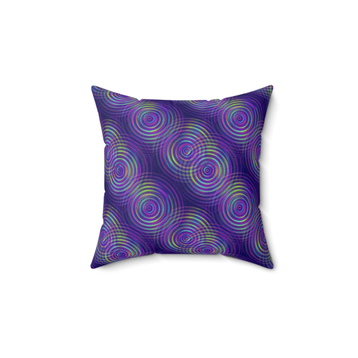 Holo Ripple Rings Faux Suede Cushion – Op-Art Holographic-Look Pattern