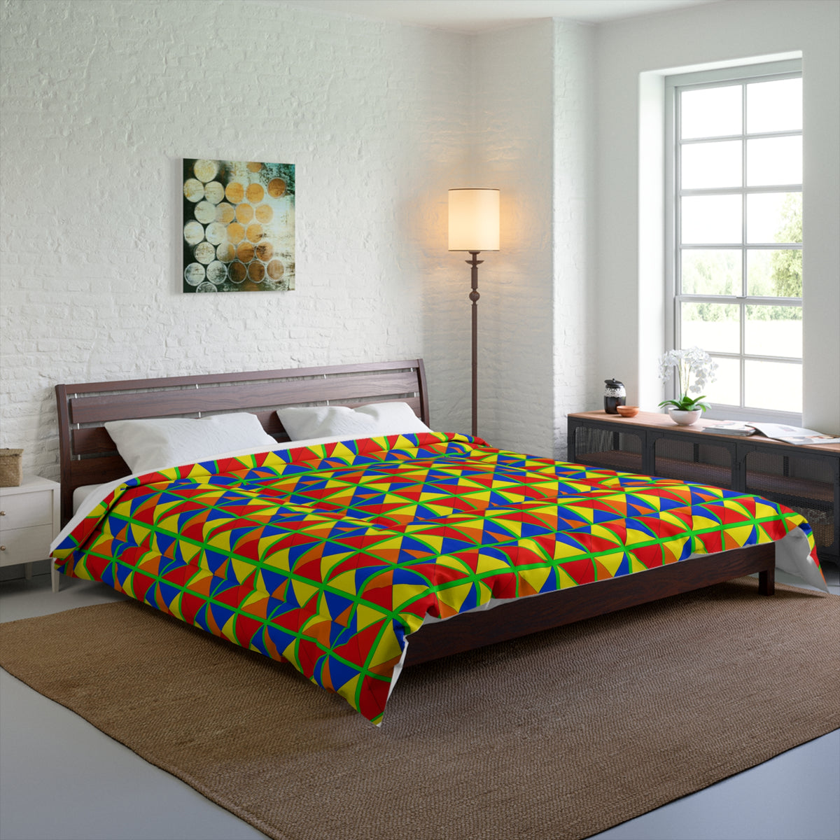 Split Square Fiesta Comforter – Cubist Geometric Pattern