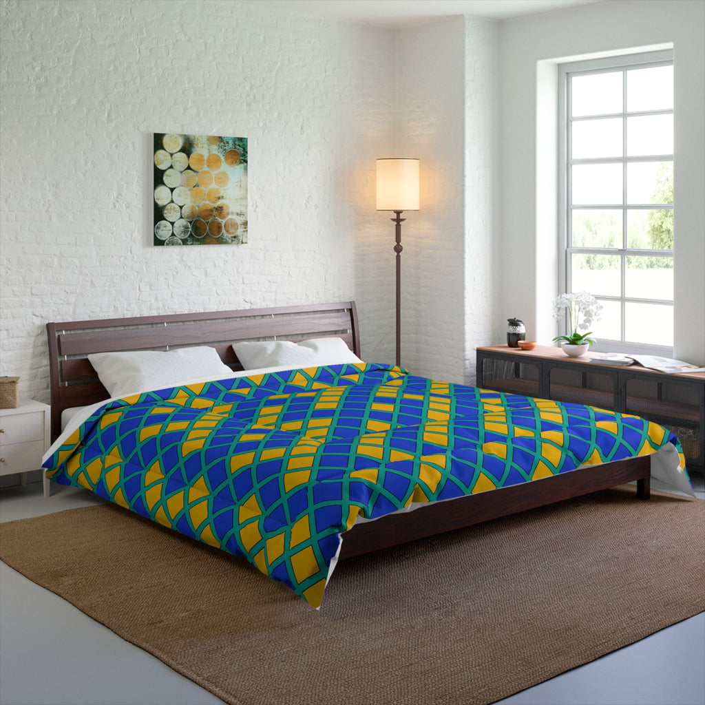 Harlequin Gold Grid Comforter – Peacock Jewel