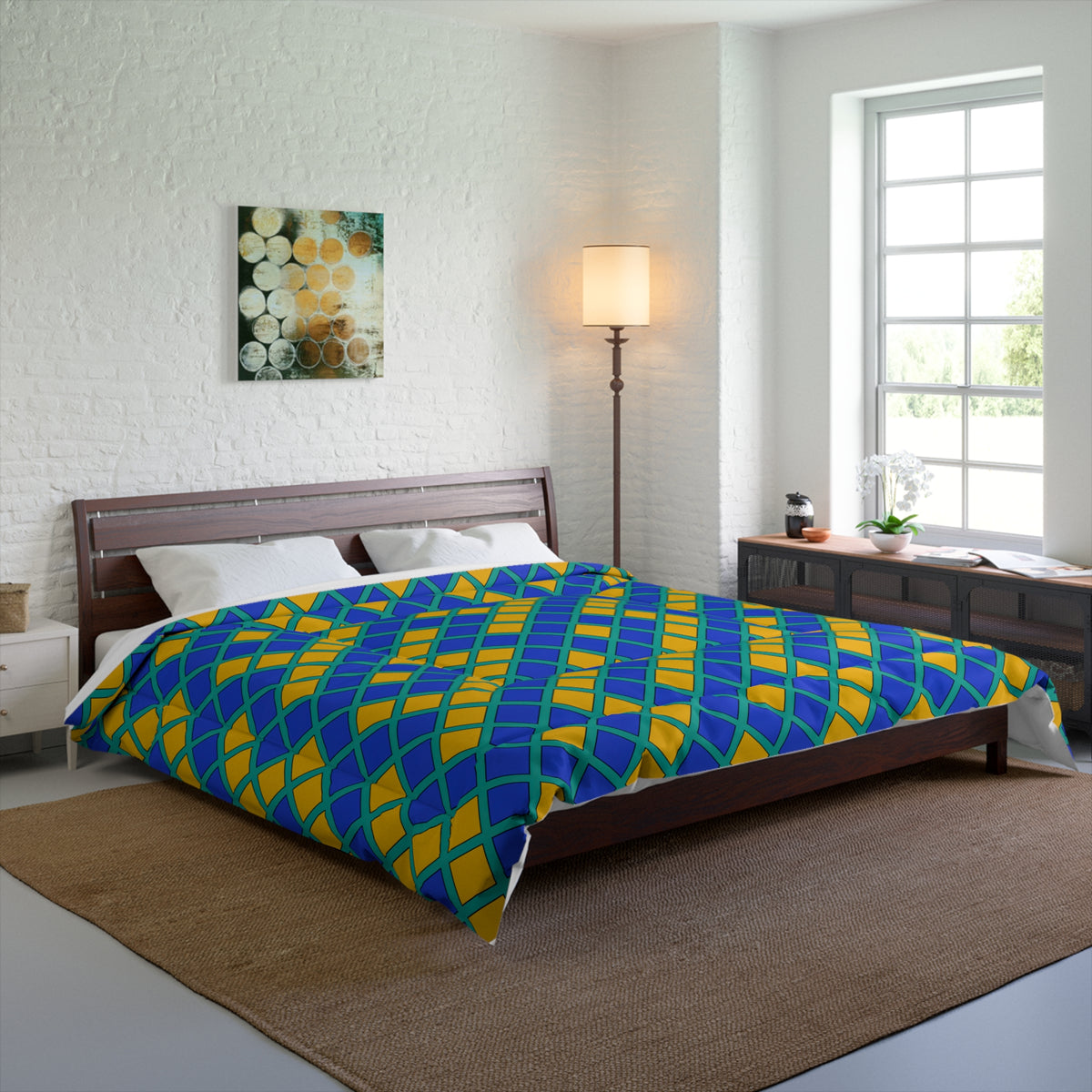 Harlequin Gold Grid Comforter – Peacock Jewel