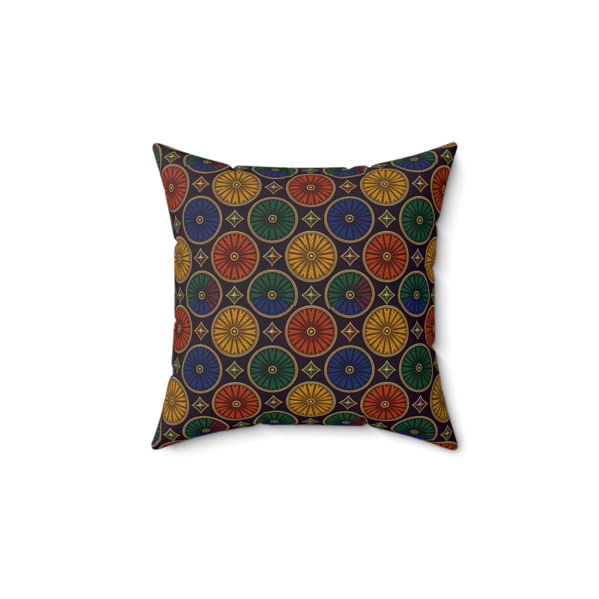 Enamel Parasol Medallions Faux Suede Cushion – Art Deco Geometric Pattern