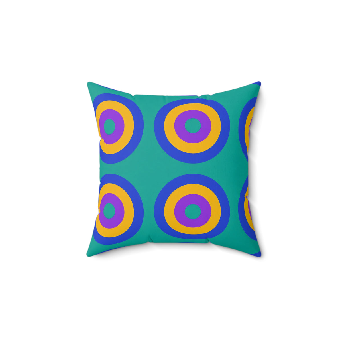 Giant Op-Art Jewel Rings Faux Suede Cushion – Peacock Jewel