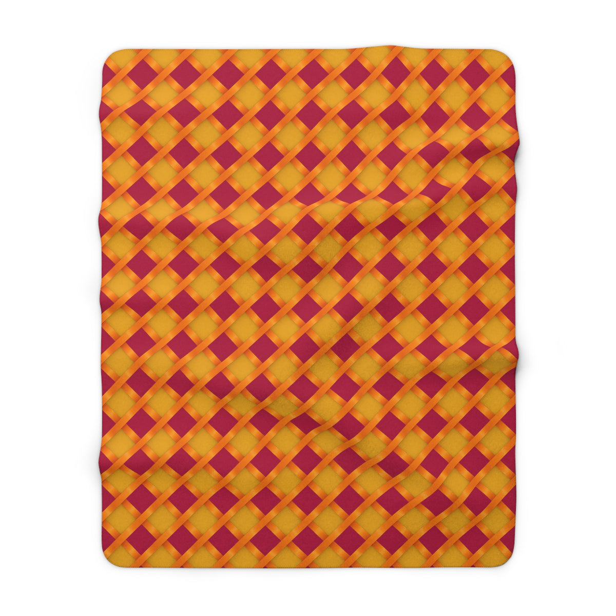 Broad Gold Diamond Trellis Sherpa Fleece Blanket – Cranberry Spice