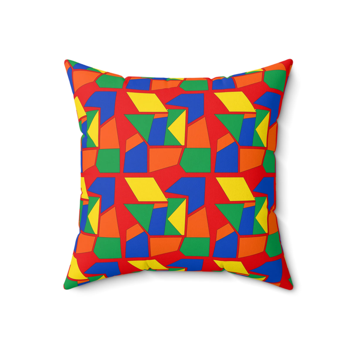 Cubist Block Quilt Faux Suede Cushion – Cubist Geometric Pattern