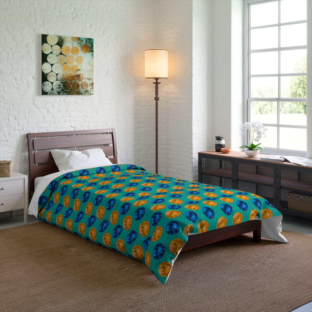 Half-Drop Gem Grid Comforter – Peacock Jewel