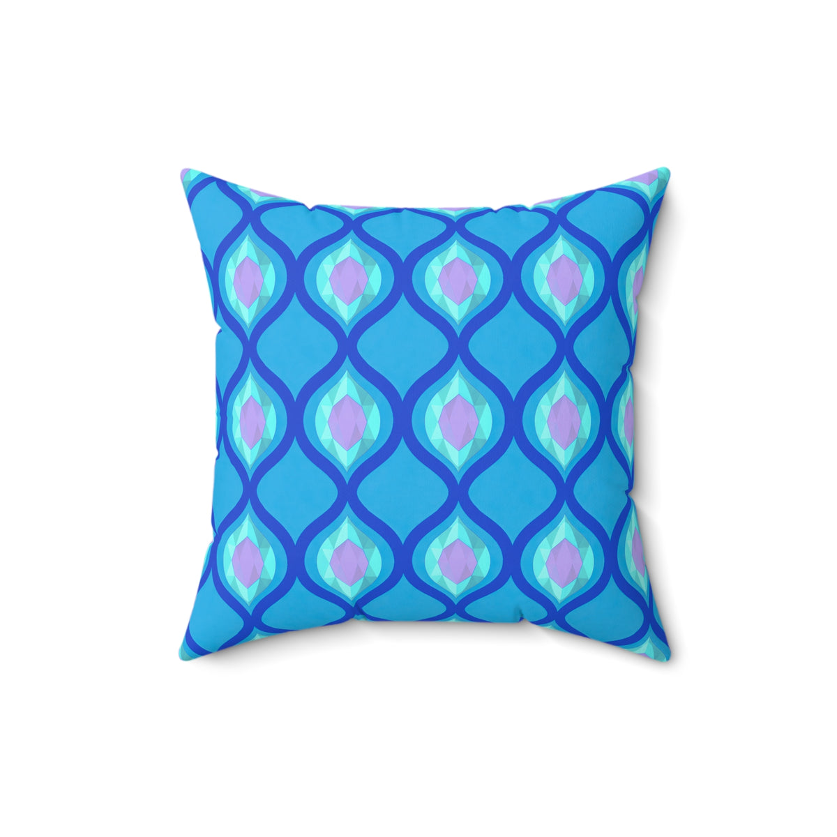 Grand Ogee Lattice II Faux Suede Cushion – Ice Jewel