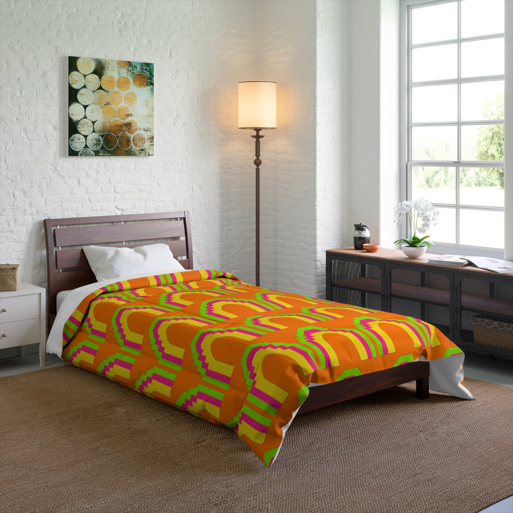 Grand Stepped Arches Comforter – Hot Citrus Festive