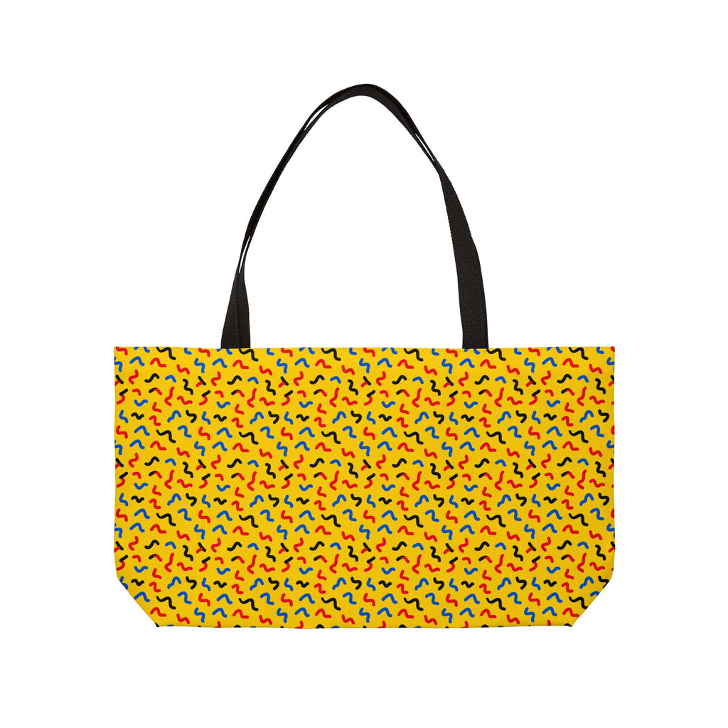 Squiggle Strokes Yellow Weekender Tote Bag – Bold Primary Abstract Pattern