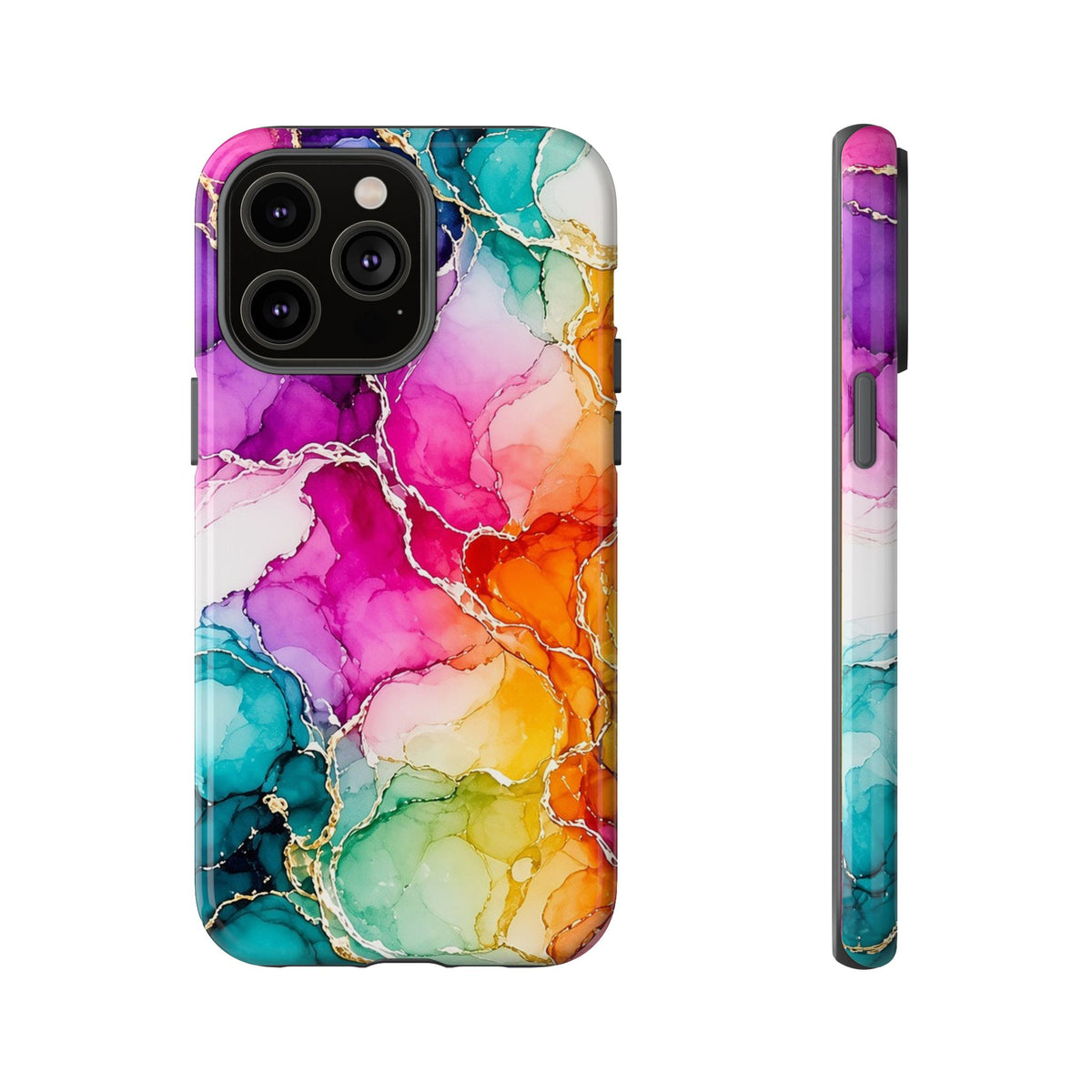 Rainbow Alcohol Ink Bloom Tough Phone Case