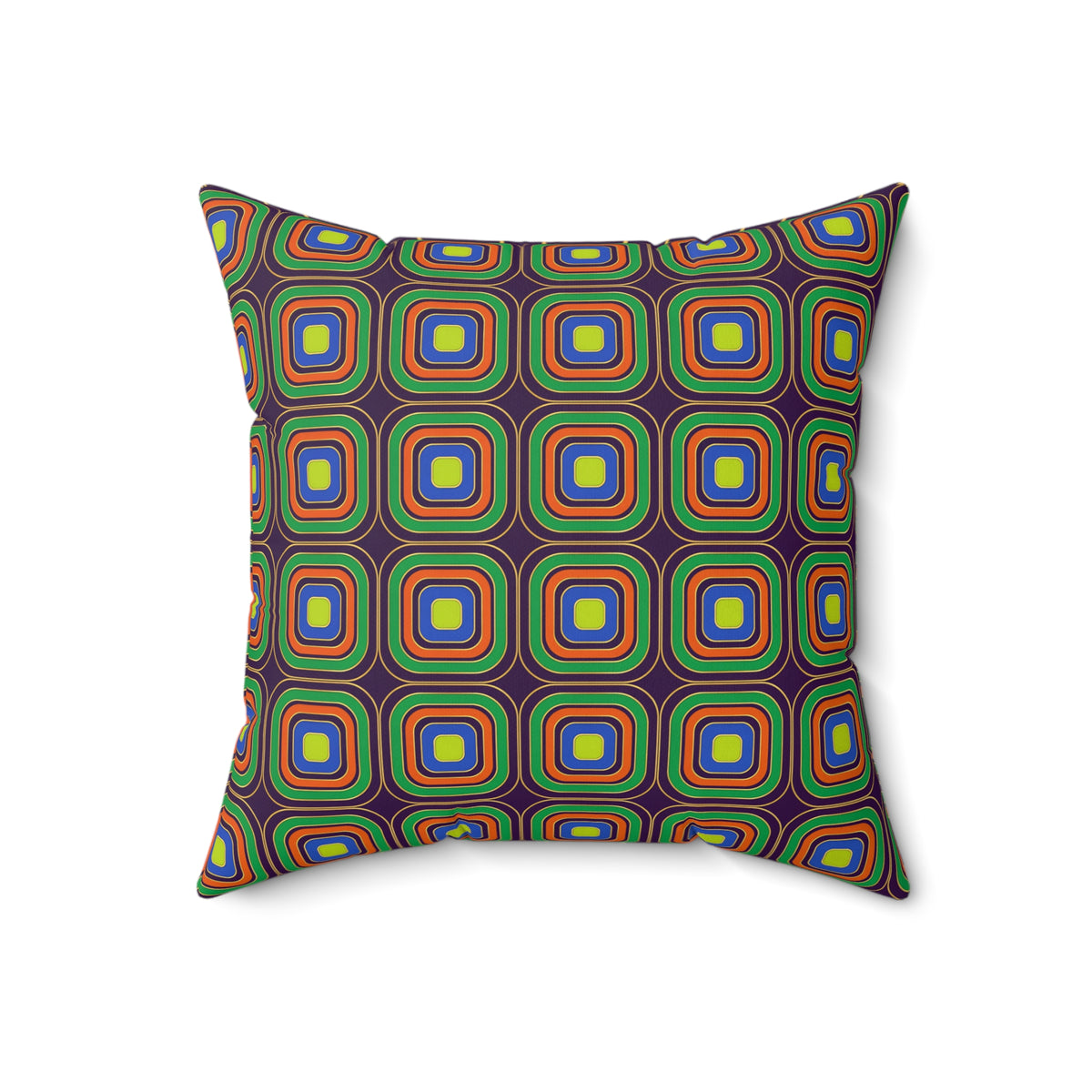 Op-Deco Nested Squares Faux Suede Cushion – Op-Art Deco Pattern