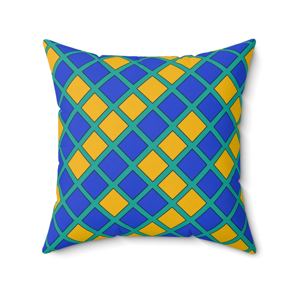Harlequin Gold Grid Faux Suede Cushion – Peacock Jewel