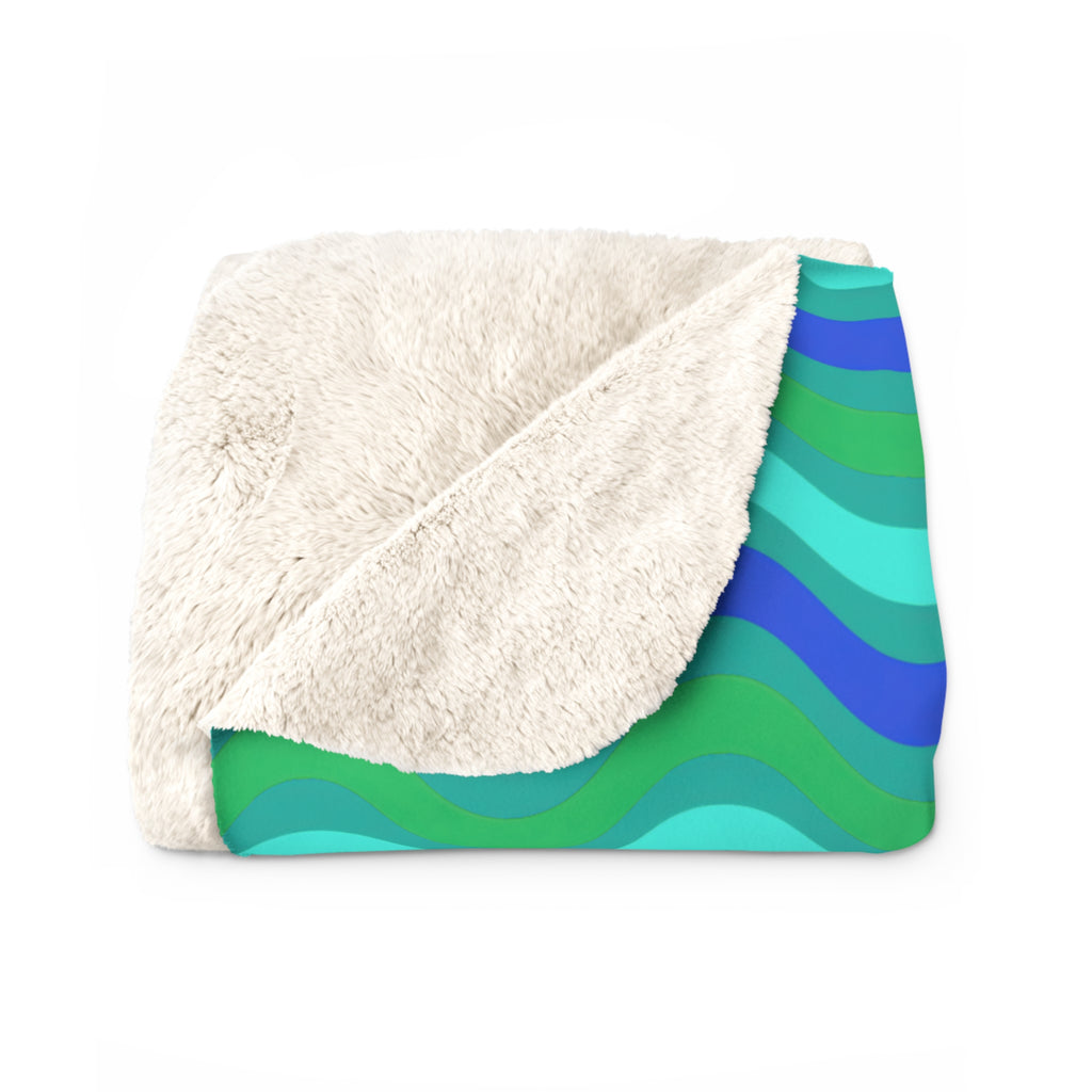 Wide Wave Interference Sherpa Fleece Blanket – Ocean Jewel