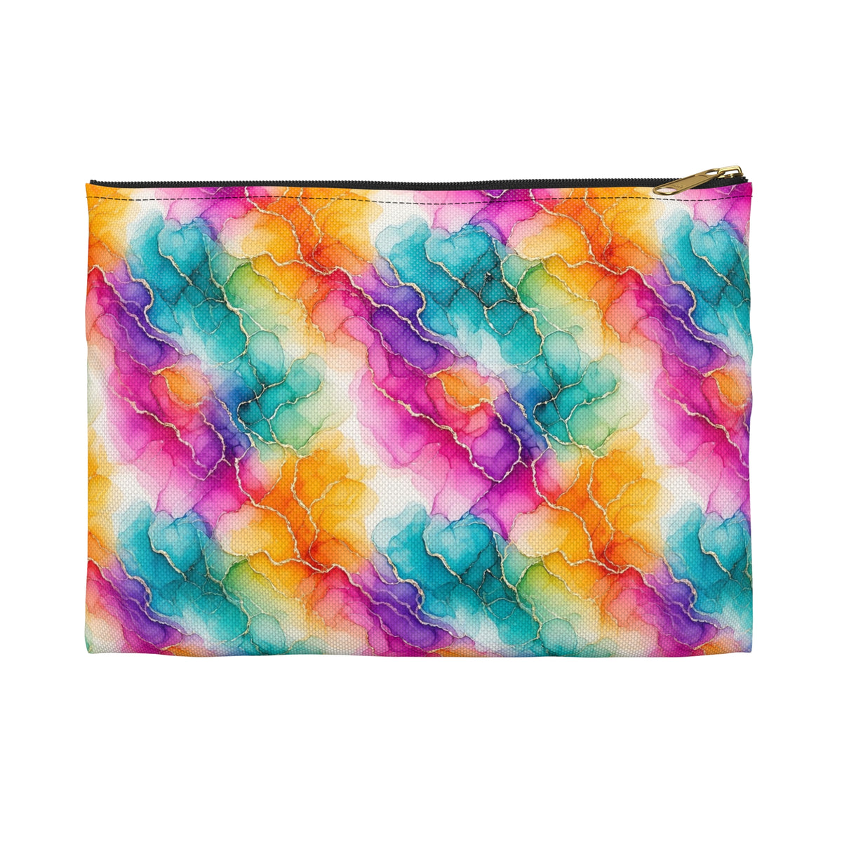 Rainbow Alcohol Ink Bloom Zip Accessory Pouch