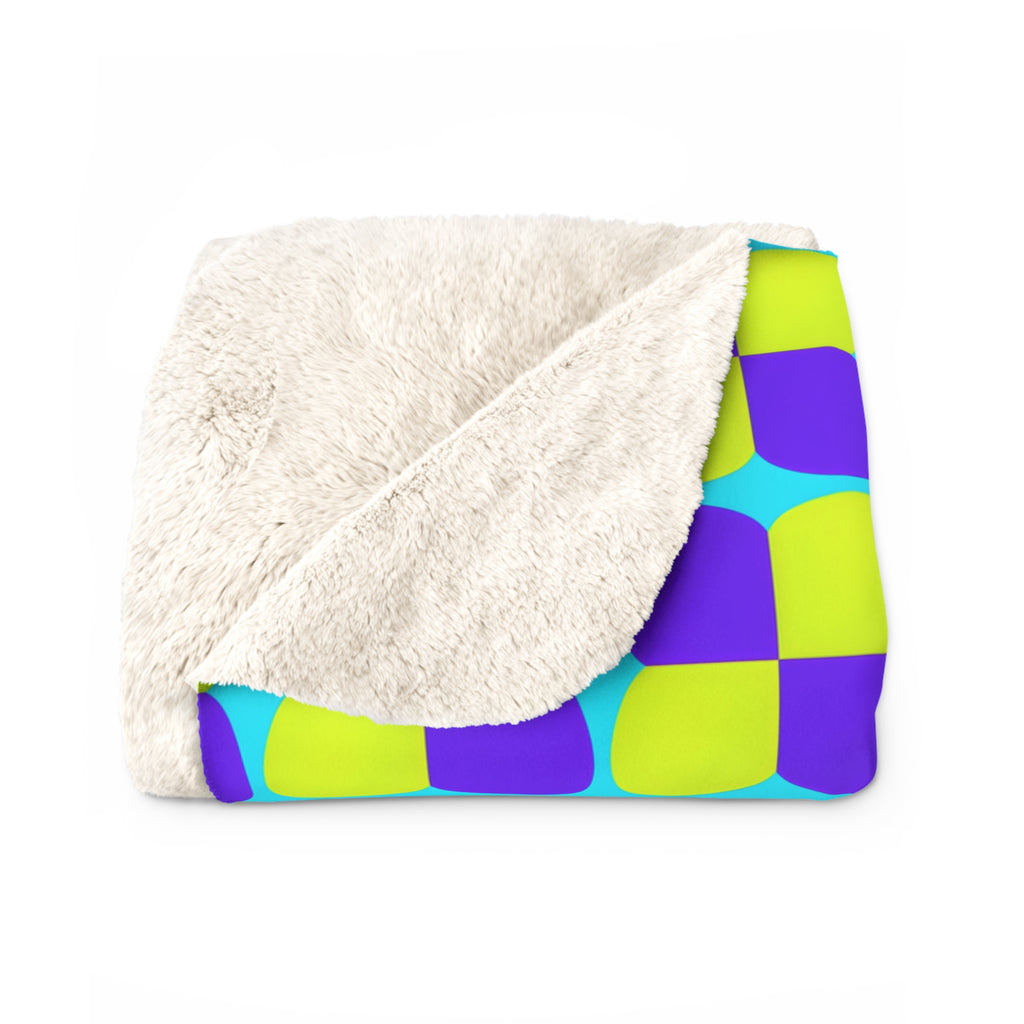 Bold Bulge Checker Sherpa Fleece Blanket – Op-Art Checker Pattern