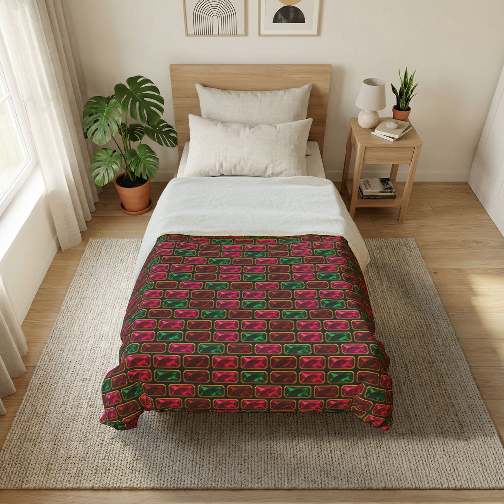 Stacked Gem Bars Cotton Duvet Cover – Geometric Pattern