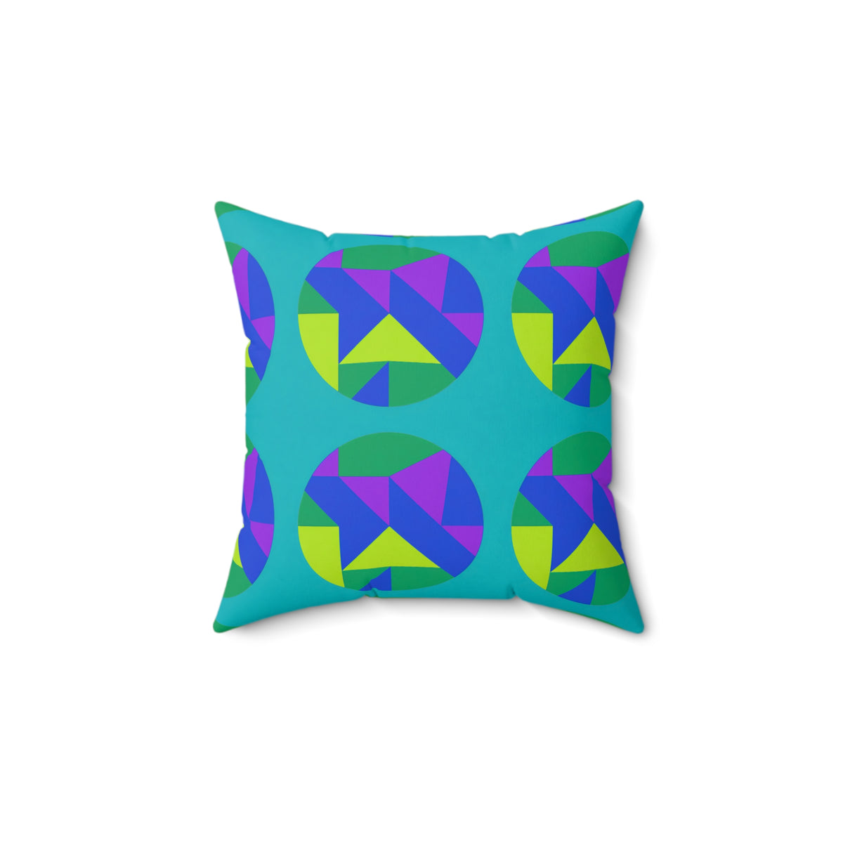 Broken Circle Planes Faux Suede Cushion – Peacock Jewel