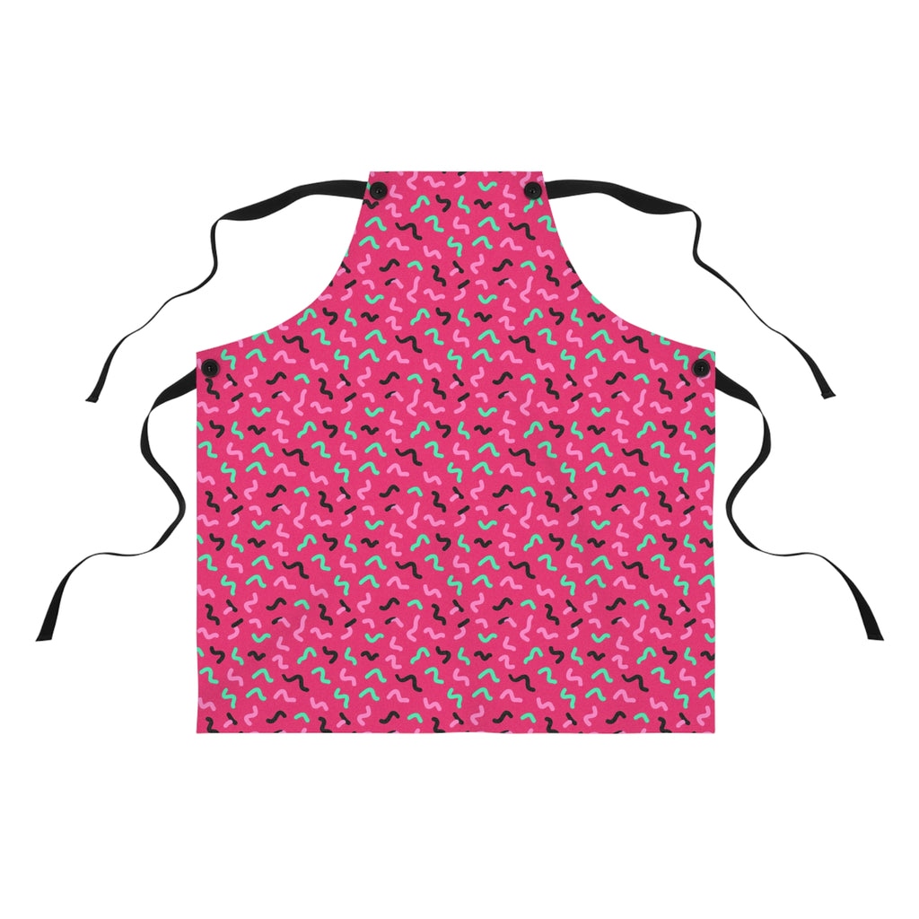 Squiggle Strokes Apron – Candy Pop on Raspberry