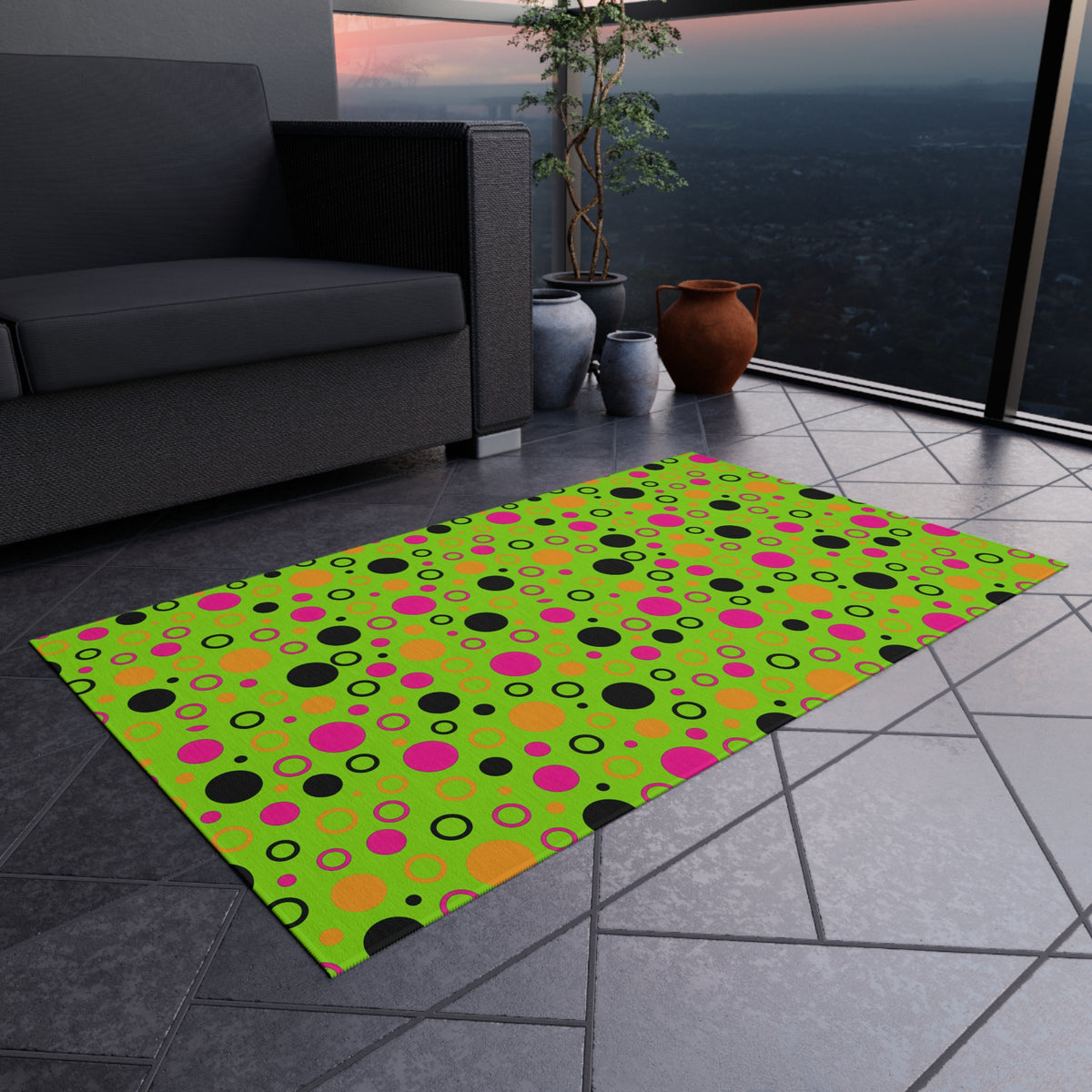 Bubble Outlines Outdoor Rug – Tropical Punch