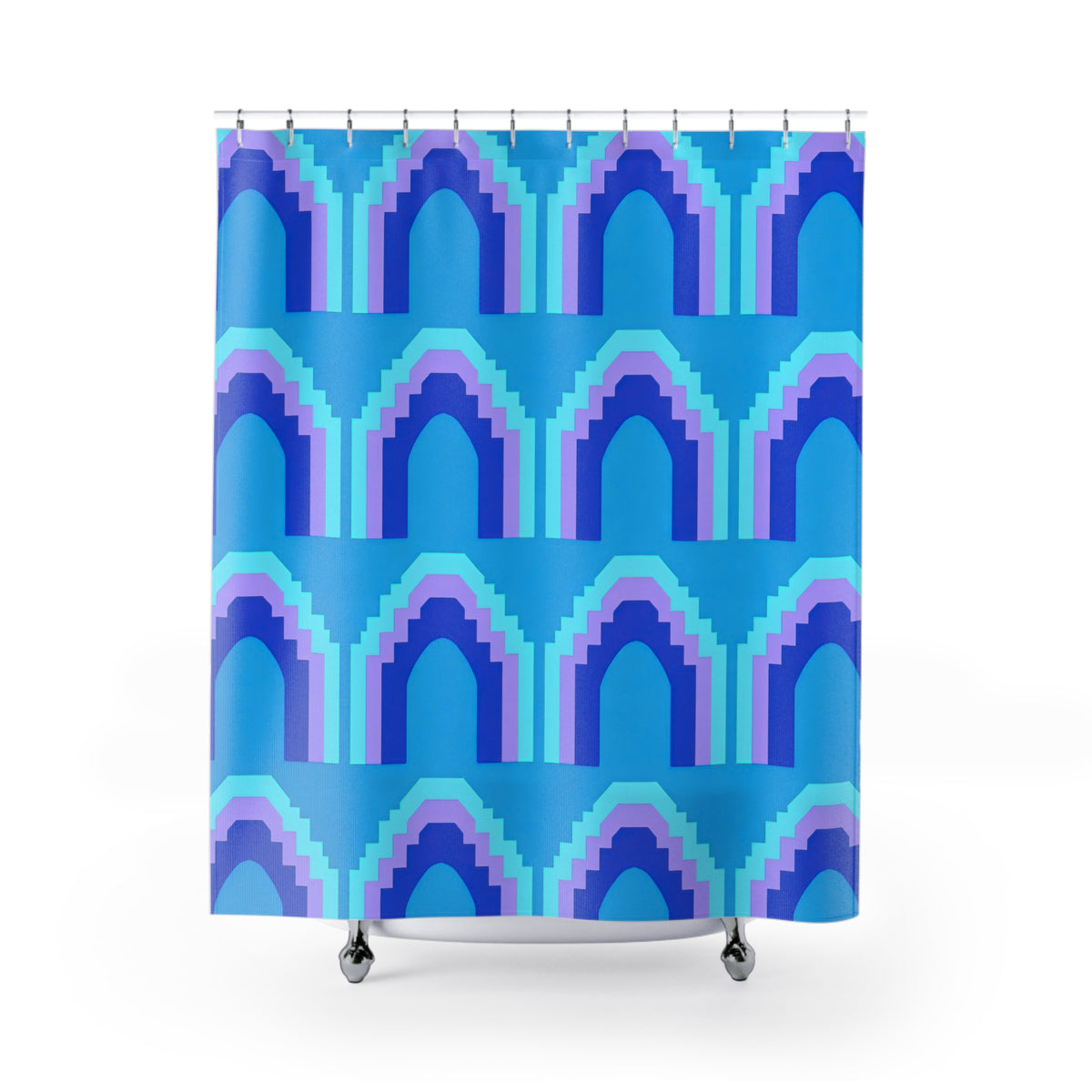 Grand Stepped Arches Shower Curtain – Ice Jewel