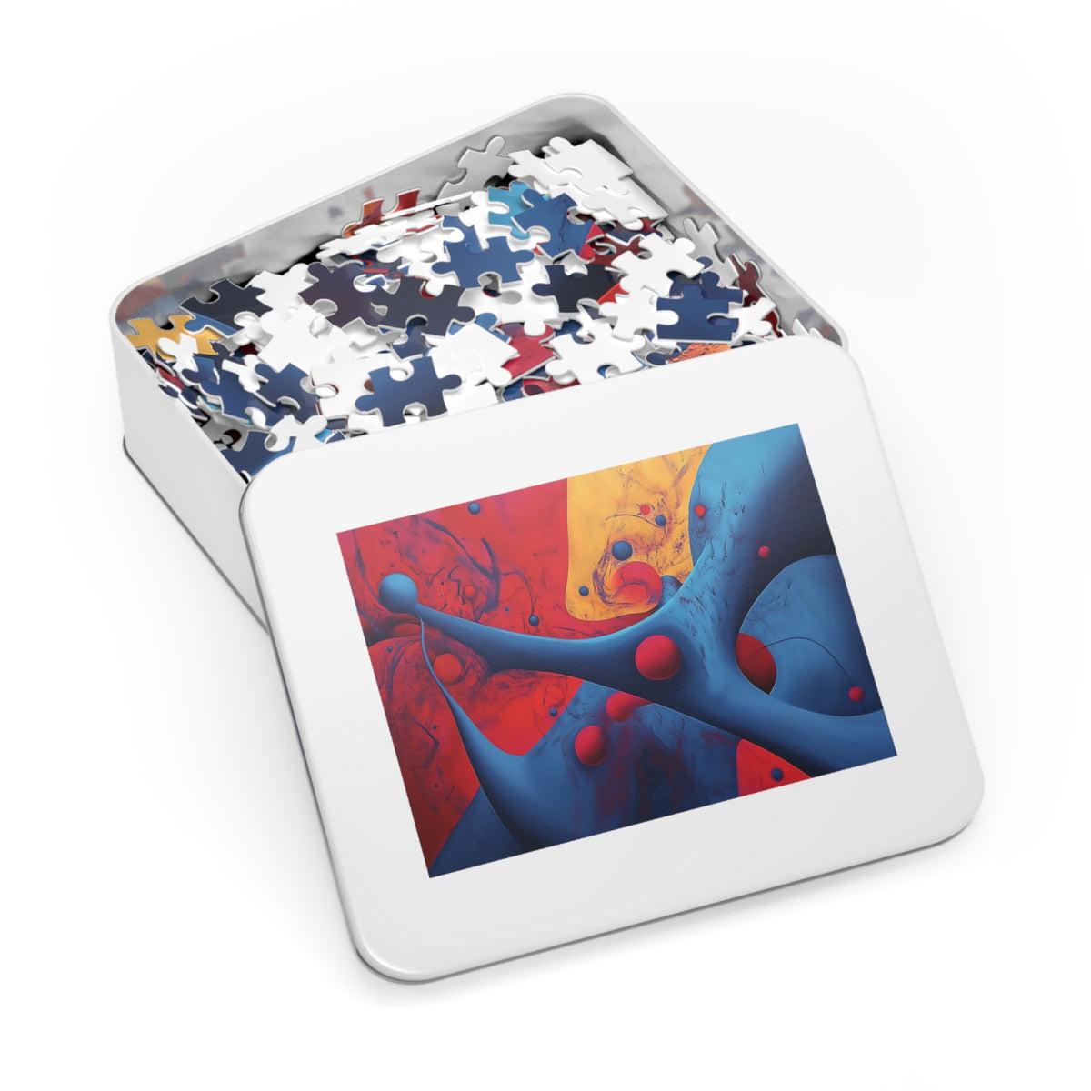 Surreal Red Flow Jigsaw Puzzle with Tin – Surreal Abstract Art