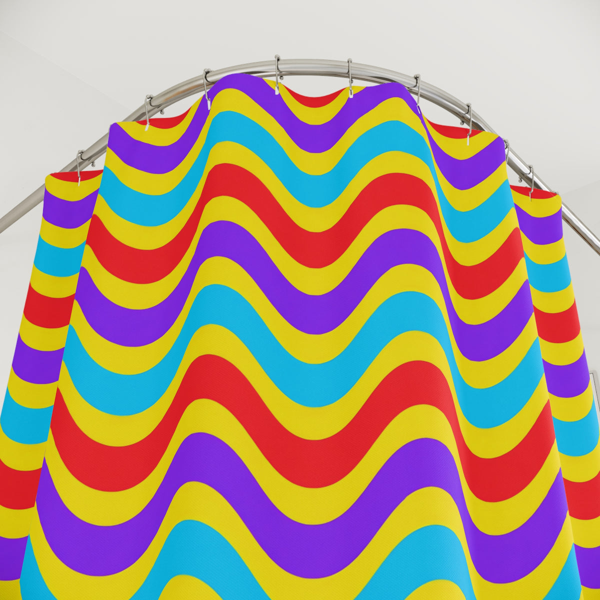 Wide Wave Interference Shower Curtain – Op-Art Waves Pattern