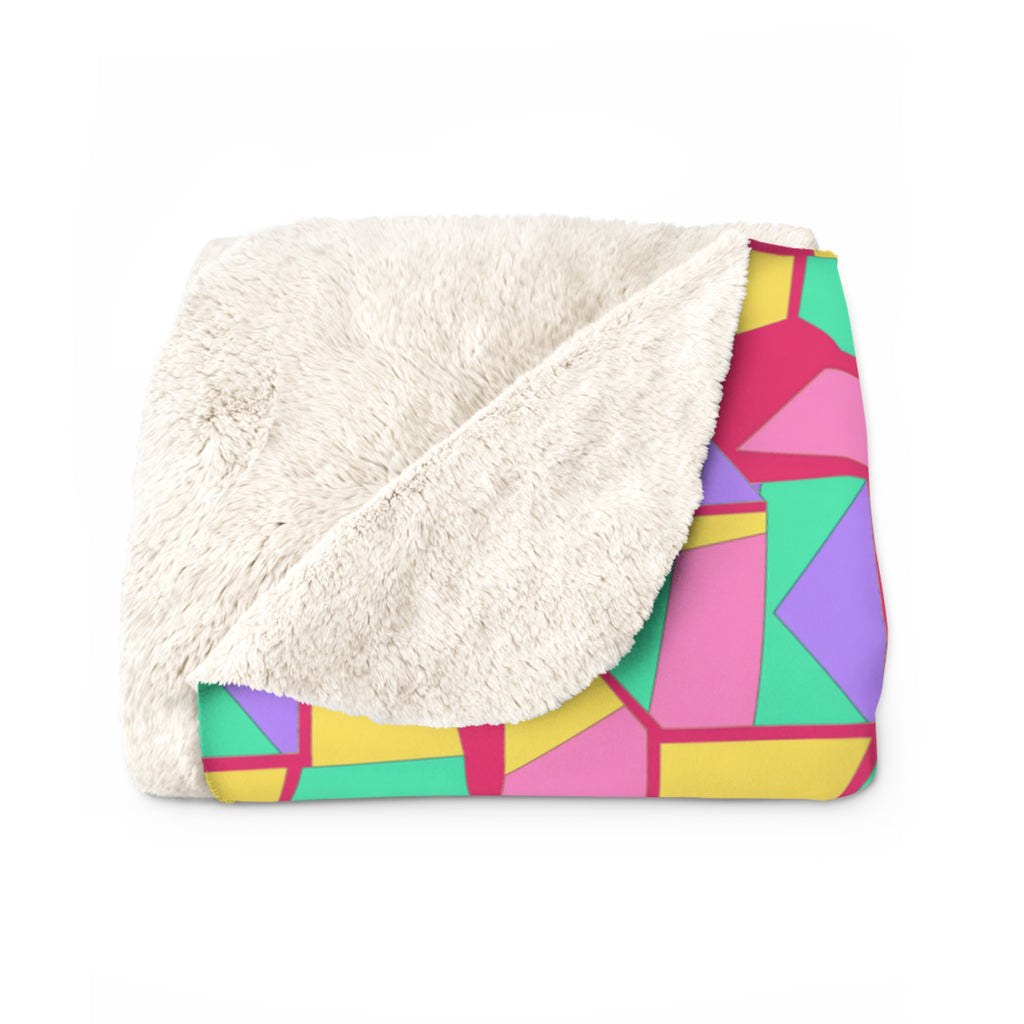 Cubist Block Quilt Sherpa Fleece Blanket – Candy Pop on Raspberry