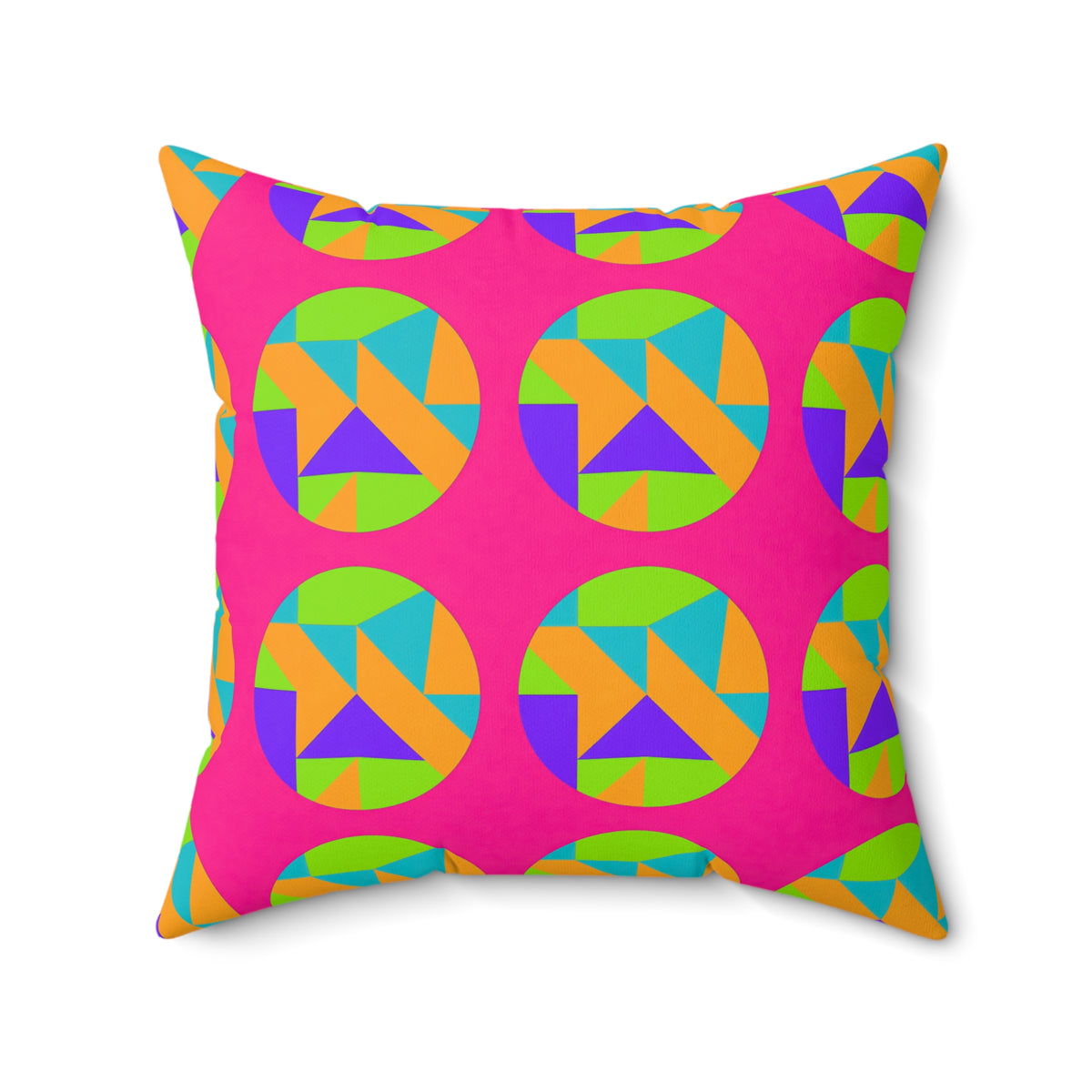 Broken Circle Planes Faux Suede Cushion – Tropical Punch