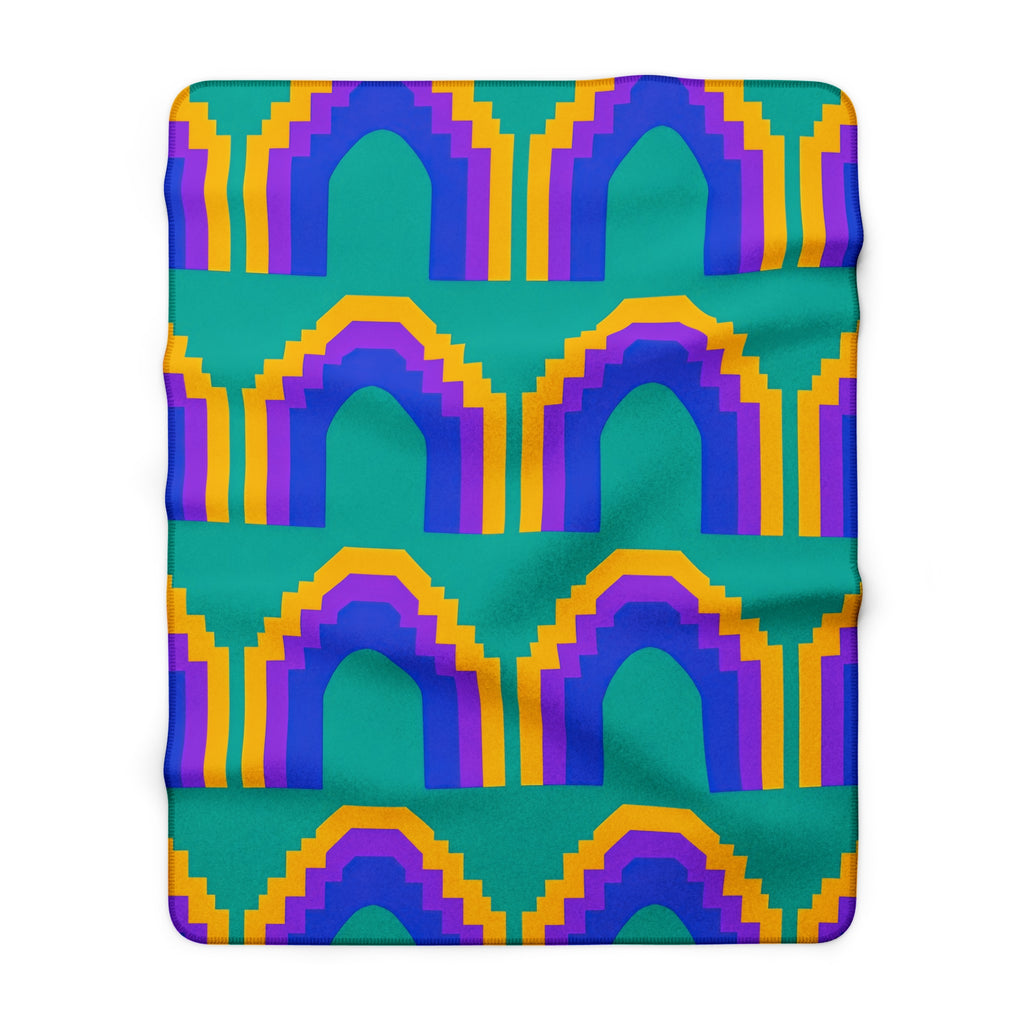 Grand Stepped Arches Sherpa Fleece Blanket – Peacock Jewel