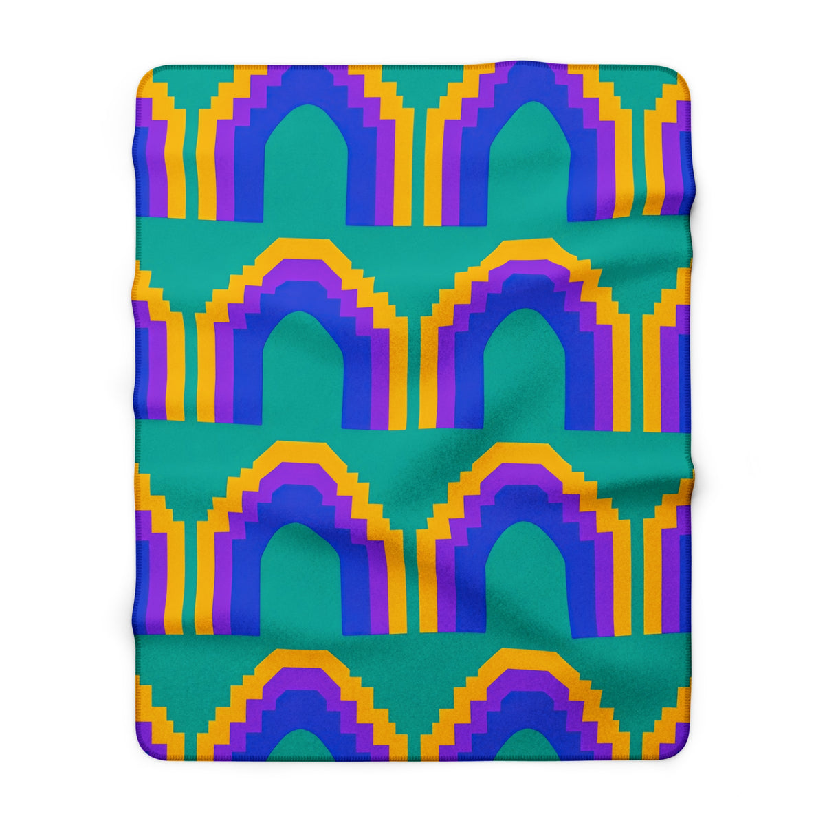 Grand Stepped Arches Sherpa Fleece Blanket – Peacock Jewel
