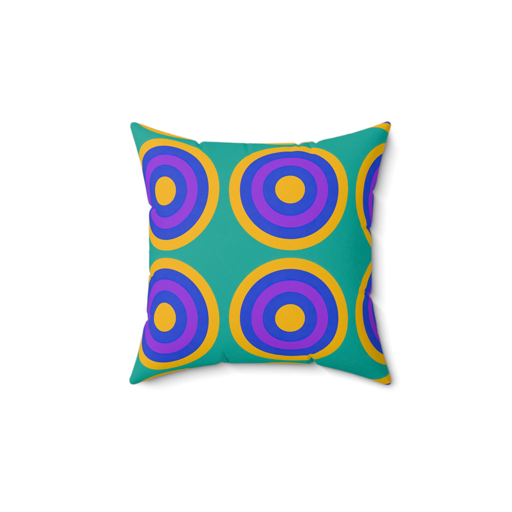 Mega Ring Grid Faux Suede Cushion – Peacock Jewel