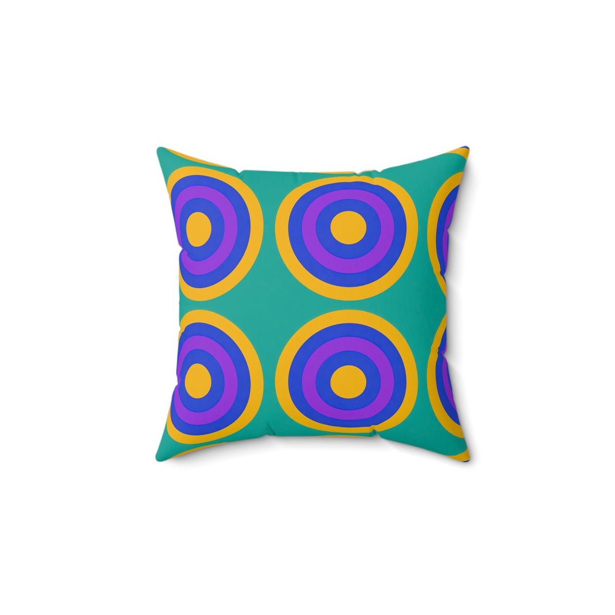 Mega Ring Grid Faux Suede Cushion – Peacock Jewel