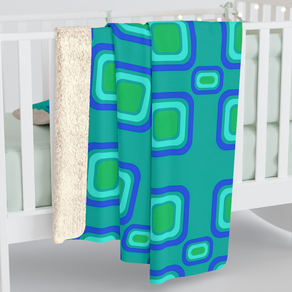 Big Ripple Squares Sherpa Fleece Blanket – Ocean Jewel
