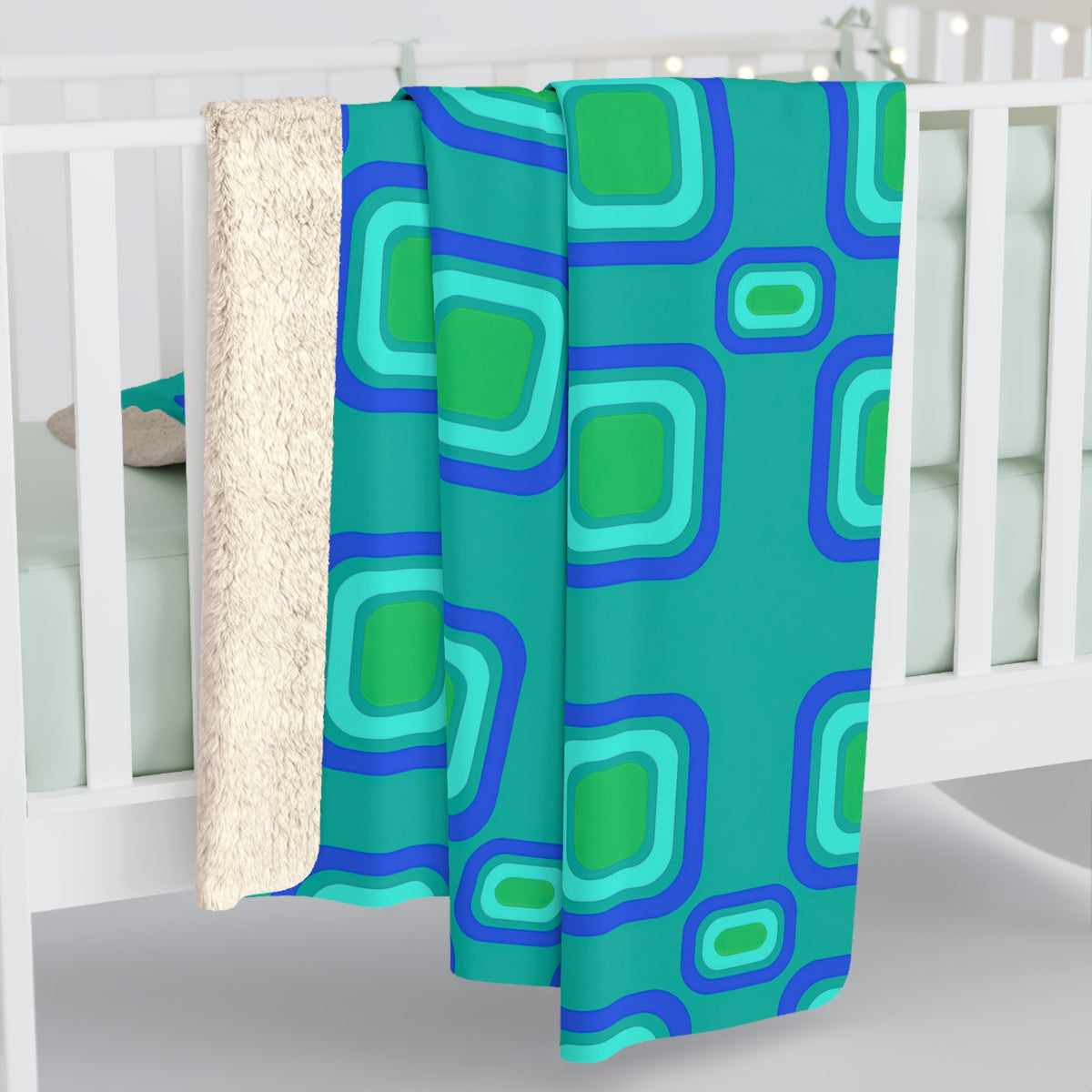 Big Ripple Squares Sherpa Fleece Blanket – Ocean Jewel