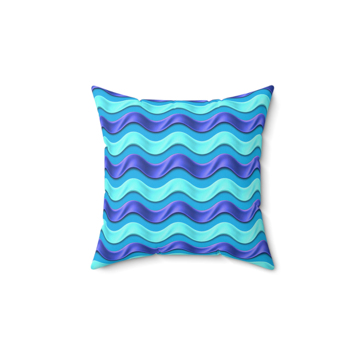 Satin Wave Bands Faux Suede Cushion – Ice Jewel