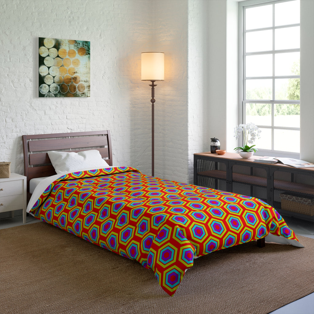 Concentric Hexagon Ripple Comforter – Op-Art Hexagons Pattern