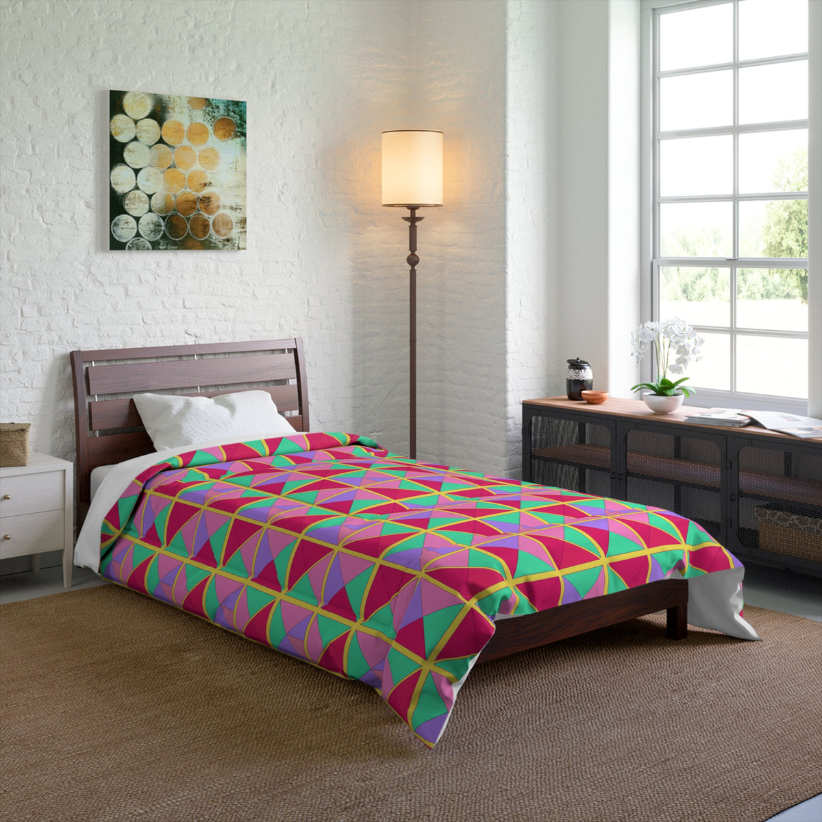 Split Square Fiesta Comforter – Candy Pop on Raspberry