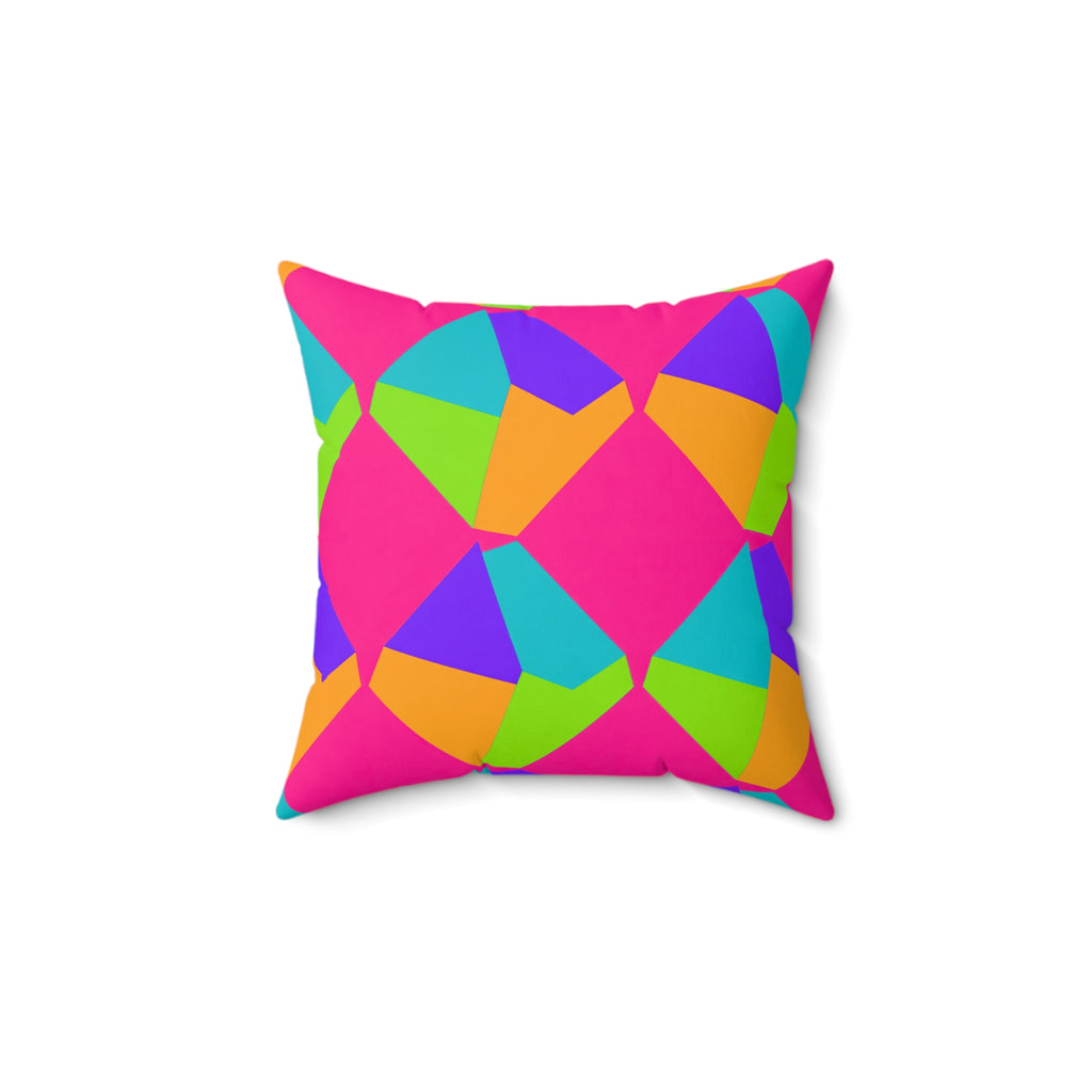 Grand Fractured Rhombus Faux Suede Cushion – Tropical Punch
