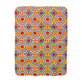 Interlocking Ring Ripples Sherpa Fleece Blanket – Op-Art Circles Pattern